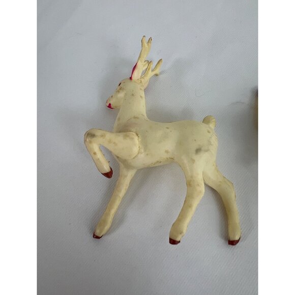 VTG 60s Japan White Plastic Reindeer Figurines Christmas Decor - Picture 2 of 7